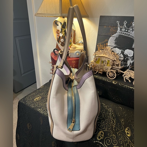 Coach 2022 Pebble Leather Kristy Lexi Shoulder Bag Colorblock CA216 Chalk/Multi - Picture 8 of 16